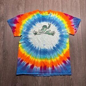 Vintage Peace Frog Y2k Hippy Tie Dye T Shirt Medium Peace Sign
